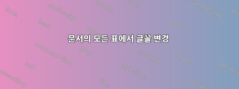 문서의 모든 표에서 글꼴 변경