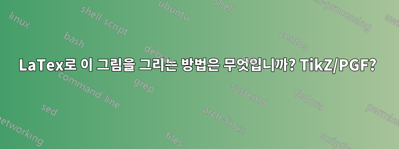 LaTex로 이 그림을 그리는 방법은 무엇입니까? TikZ/PGF?