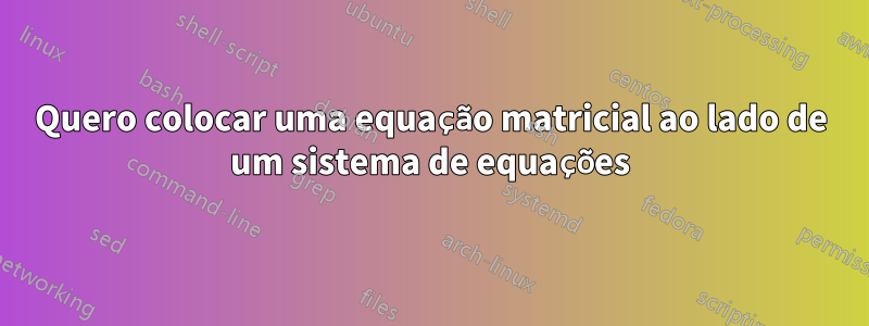 Quero colocar uma equação matricial ao lado de um sistema de equações