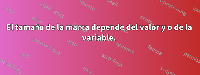 El tamaño de la marca depende del valor y o de la variable.