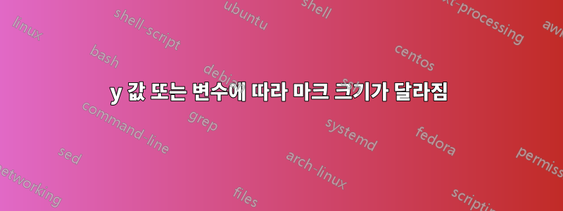 y 값 또는 변수에 따라 마크 크기가 달라짐