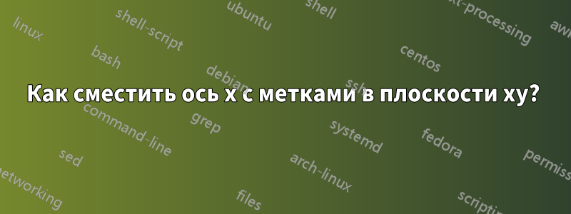 Как сместить ось x с метками в плоскости xy?
