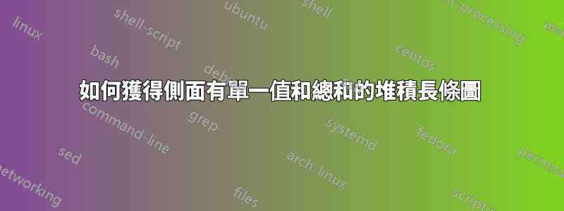 如何獲得側面有單一值和總和的堆積長條圖