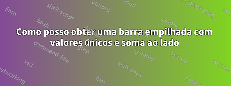Como posso obter uma barra empilhada com valores únicos e soma ao lado