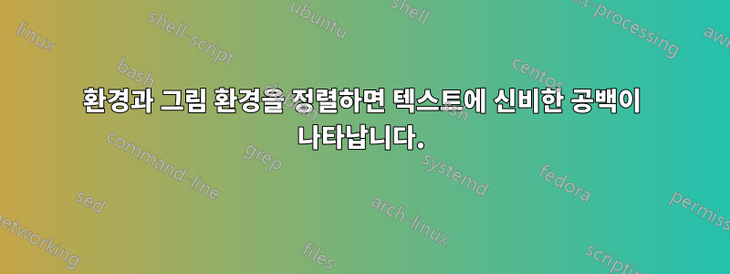 환경과 그림 환경을 정렬하면 텍스트에 신비한 공백이 나타납니다.