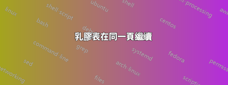 乳膠表在同一頁繼續