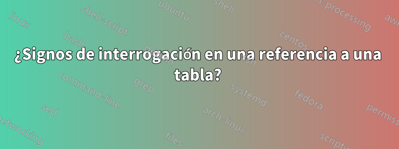 ¿Signos de interrogación en una referencia a una tabla?