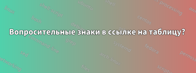 Вопросительные знаки в ссылке на таблицу?