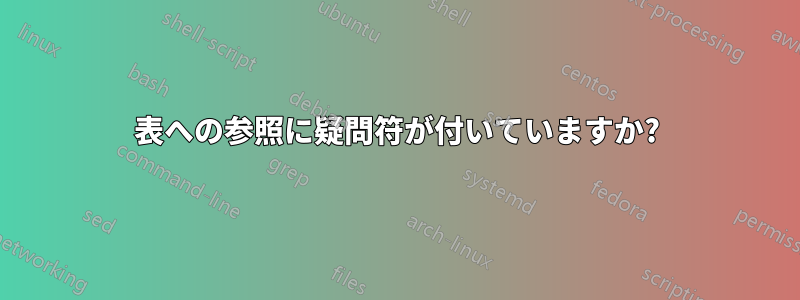 表への参照に疑問符が付いていますか?