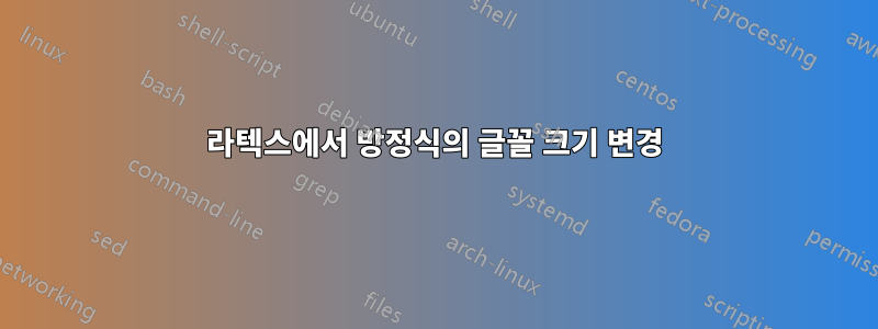 라텍스에서 방정식의 글꼴 크기 변경