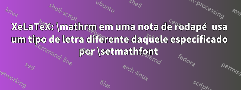 XeLaTeX: \mathrm em uma nota de rodapé usa um tipo de letra diferente daquele especificado por \setmathfont 