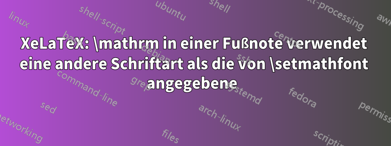 XeLaTeX: \mathrm in einer Fußnote verwendet eine andere Schriftart als die von \setmathfont angegebene 