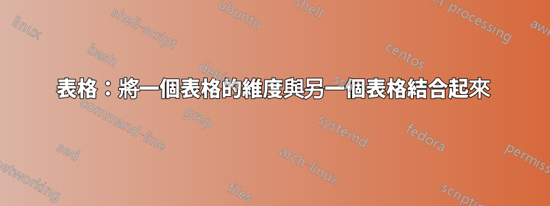 表格：將一個表格的維度與另一個表格結合起來