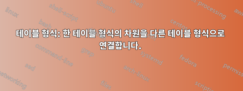 테이블 형식: 한 테이블 형식의 차원을 다른 테이블 형식으로 연결합니다.