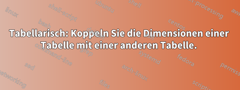 Tabellarisch: Koppeln Sie die Dimensionen einer Tabelle mit einer anderen Tabelle.