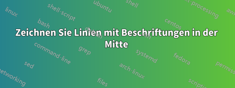 Zeichnen Sie Linien mit Beschriftungen in der Mitte