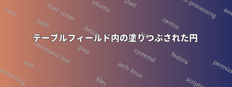 テーブルフィールド内の塗りつぶされた円