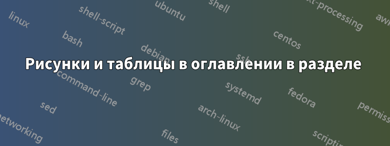 Рисунки и таблицы в оглавлении в разделе