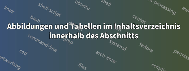 Abbildungen und Tabellen im Inhaltsverzeichnis innerhalb des Abschnitts