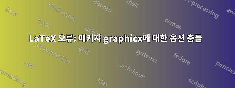 LaTeX 오류: 패키지 graphicx에 대한 옵션 충돌 