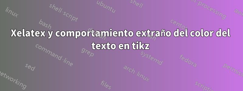 Xelatex y comportamiento extraño del color del texto en tikz