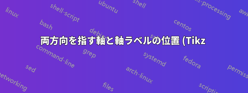 両方向を指す軸と軸ラベルの位置 (Tikz)。AD-AS 図