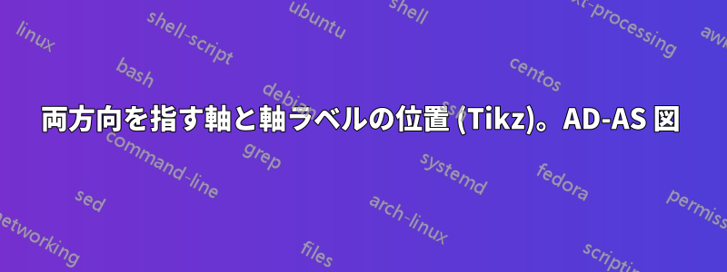 両方向を指す軸と軸ラベルの位置 (Tikz)。AD-AS 図