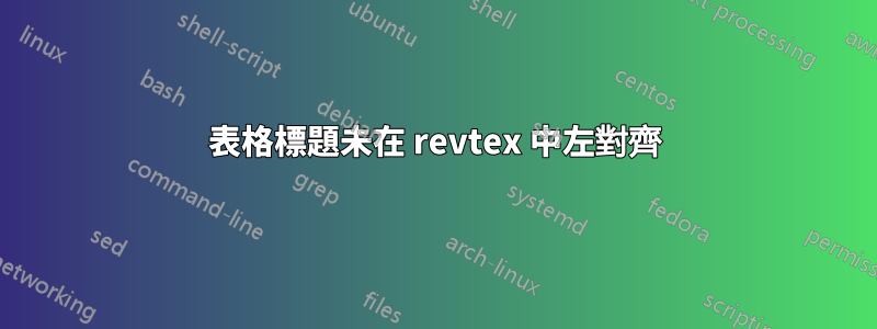 表格標題未在 revtex 中左對齊