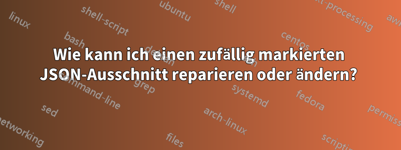 Wie kann ich einen zufällig markierten JSON-Ausschnitt reparieren oder ändern?