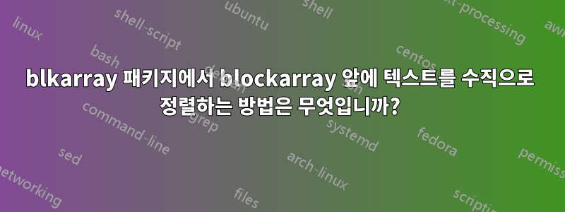 blkarray 패키지에서 blockarray 앞에 텍스트를 수직으로 정렬하는 방법은 무엇입니까?