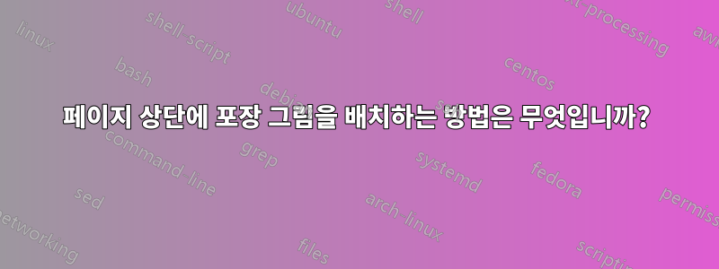 페이지 상단에 포장 그림을 배치하는 방법은 무엇입니까?