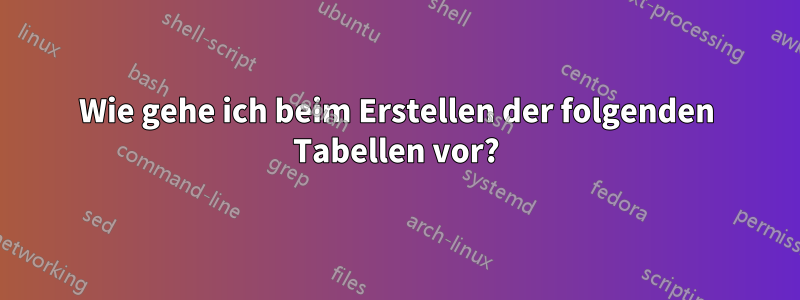 Wie gehe ich beim Erstellen der folgenden Tabellen vor?