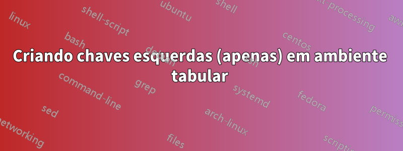 Criando chaves esquerdas (apenas) em ambiente tabular