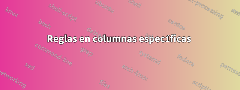 Reglas en columnas específicas