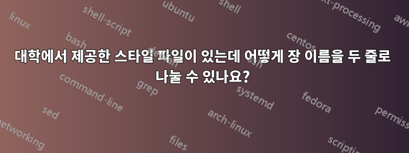 대학에서 제공한 스타일 파일이 있는데 어떻게 장 이름을 두 줄로 나눌 수 있나요?