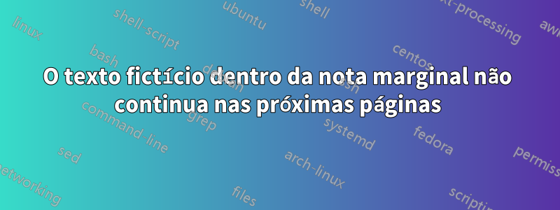 O texto fictício dentro da nota marginal não continua nas próximas páginas