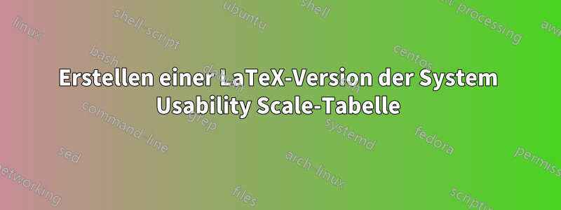 Erstellen einer LaTeX-Version der System Usability Scale-Tabelle