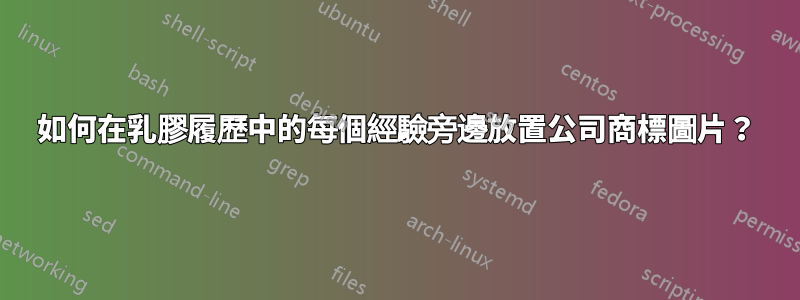 如何在乳膠履歷中的每個經驗旁邊放置公司商標圖片？
