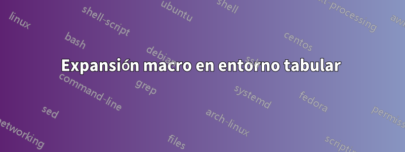 Expansión macro en entorno tabular