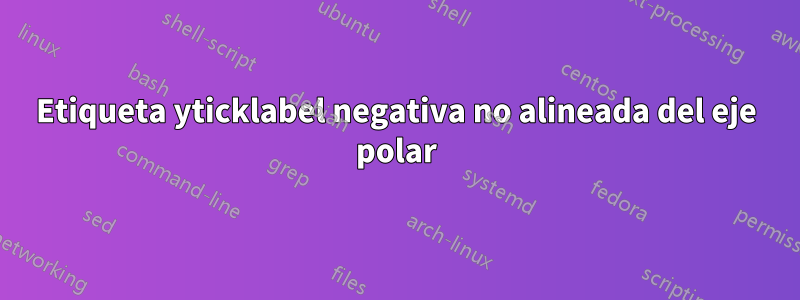 Etiqueta yticklabel negativa no alineada del eje polar