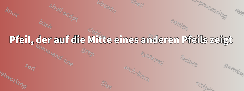 Pfeil, der auf die Mitte eines anderen Pfeils zeigt