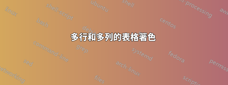 多行和多列的表格著色