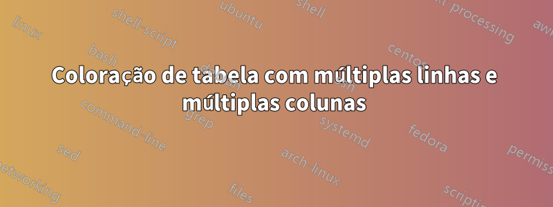 Coloração de tabela com múltiplas linhas e múltiplas colunas