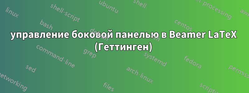 управление боковой панелью в Beamer LaTeX (Геттинген)