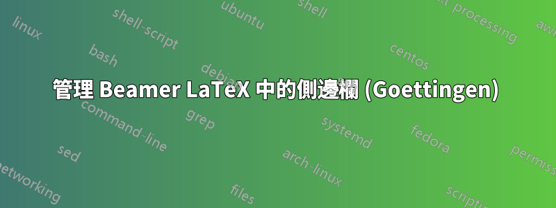 管理 Beamer LaTeX 中的側邊欄 (Goettingen)