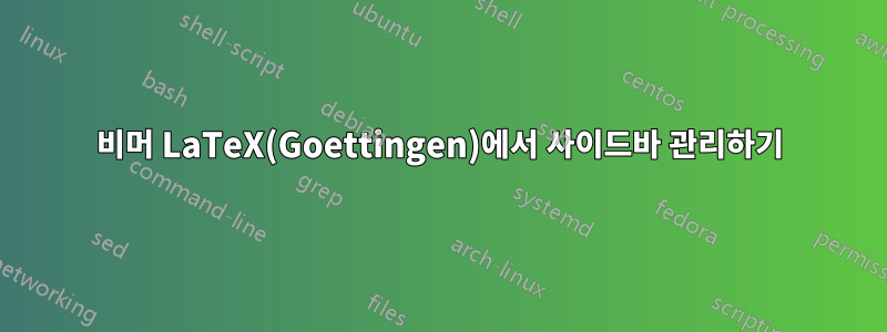 비머 LaTeX(Goettingen)에서 사이드바 관리하기