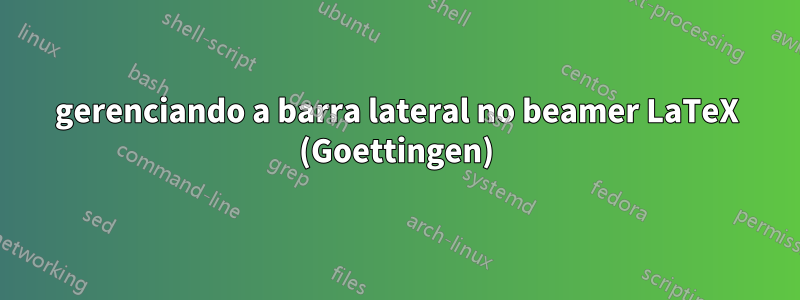 gerenciando a barra lateral no beamer LaTeX (Goettingen)
