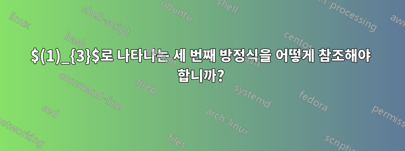 $(1)_{3}$로 나타나는 세 번째 방정식을 어떻게 참조해야 합니까?