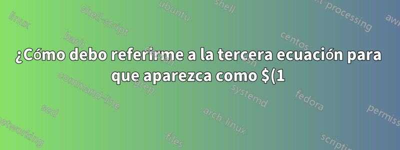 ¿Cómo debo referirme a la tercera ecuación para que aparezca como $(1)_{3}$?
