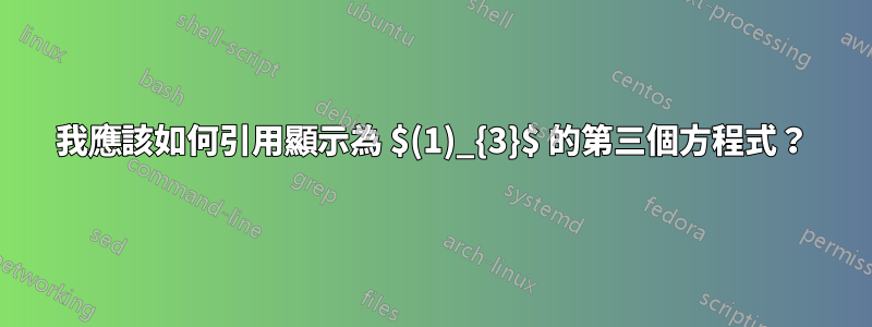 我應該如何引用顯示為 $(1)_{3}$ 的第三個方程式？
